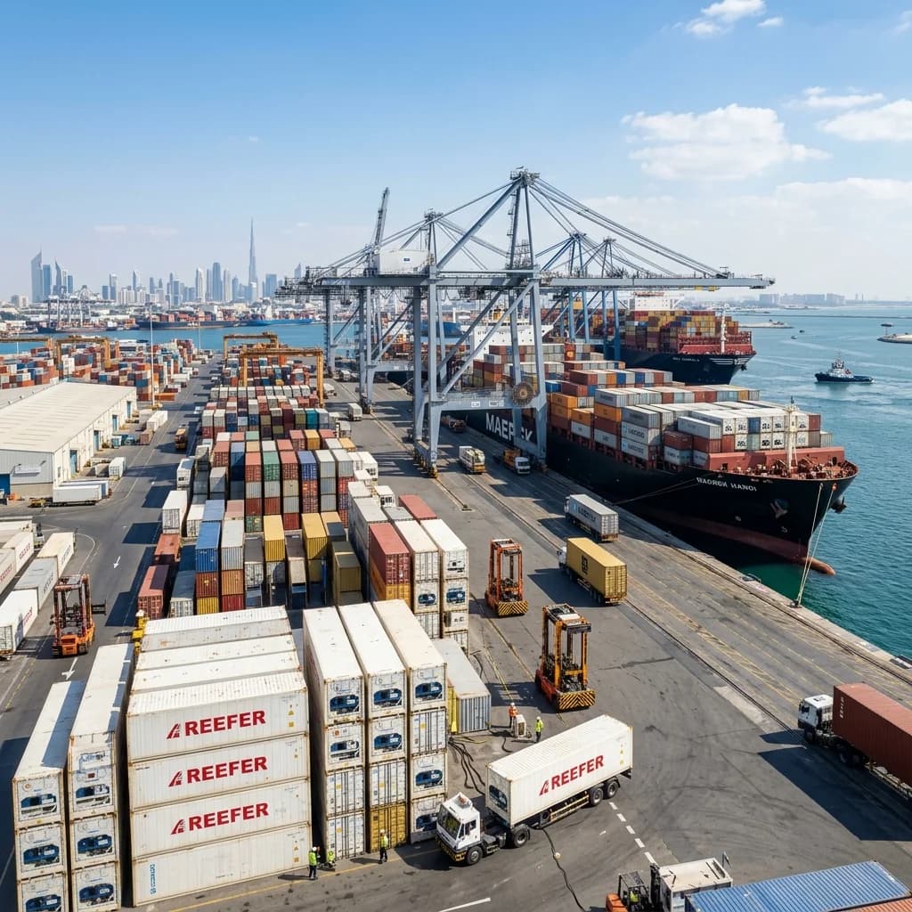 Refrigerated Shipping of Fresh Produce via Jebel Ali Port and Jeddah Port